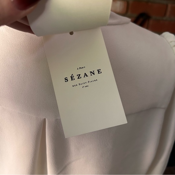 NWT Sezane Abelia V-Neck Blouse in Ecru Cream Sz 6 - Picture 8 of 10